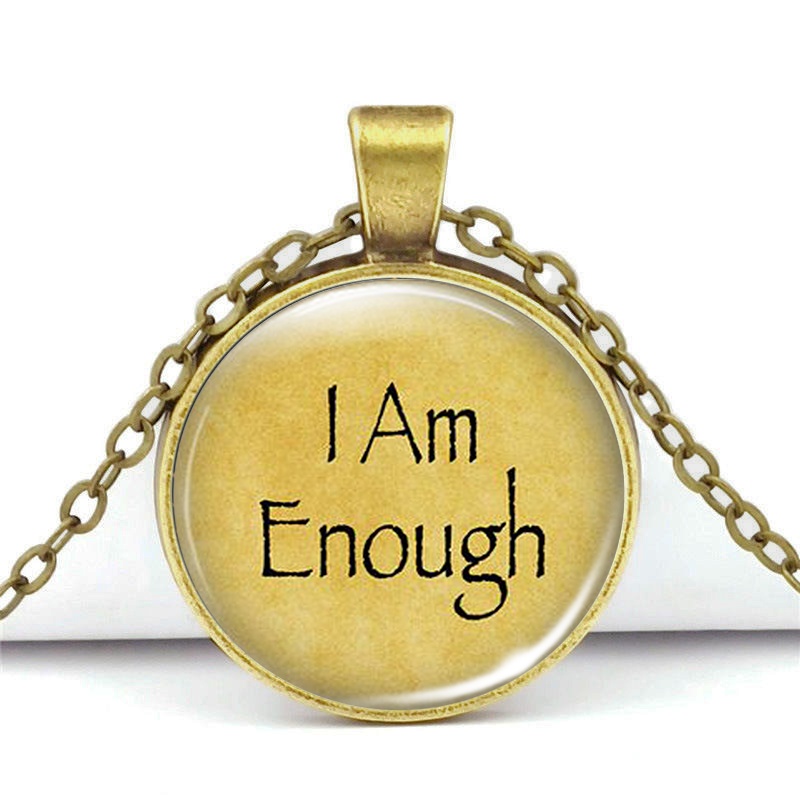 Inspirational "I Am Enough" Round Pendant Necklace